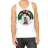 Christmas White Shepherd With Cowhide Tank Top