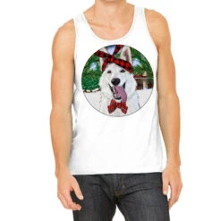 Christmas White Shepherd With Cowhide Tank Top
