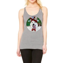 Christmas White Shepherd With Cowhide Racerback Tank