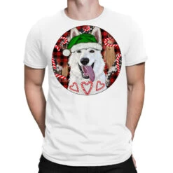 Christmas White Shepherd With Buffalo Plaid T-Shirt