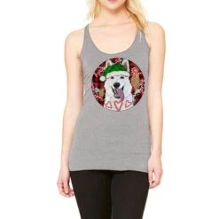 Christmas White Shepherd With Buffalo Plaid Racerback Tank