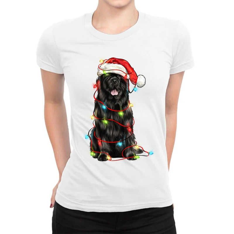 Christmas Newfoundland Dog Ladies Fitted T-Shirt 1 Christmas Newfoundland Dog Ladies Fitted T-Shirt