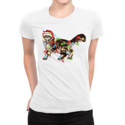 Christmas Christmas Maine Coon Cat Cat Ladies Fitted T-Shirt