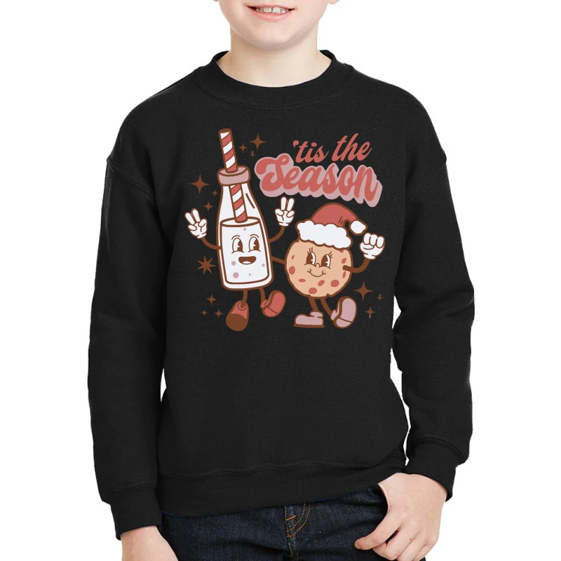 Tis The Season Christmas Milk And Cookie Youth Sweatshirt 1 Tis The Season Christmas Milk And Cookie Youth Sweatshirt
