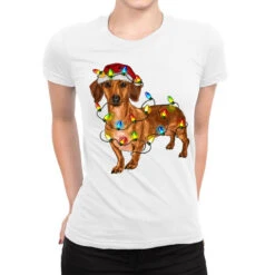Dachshund Christmas Lights Ladies Fitted T-Shirt