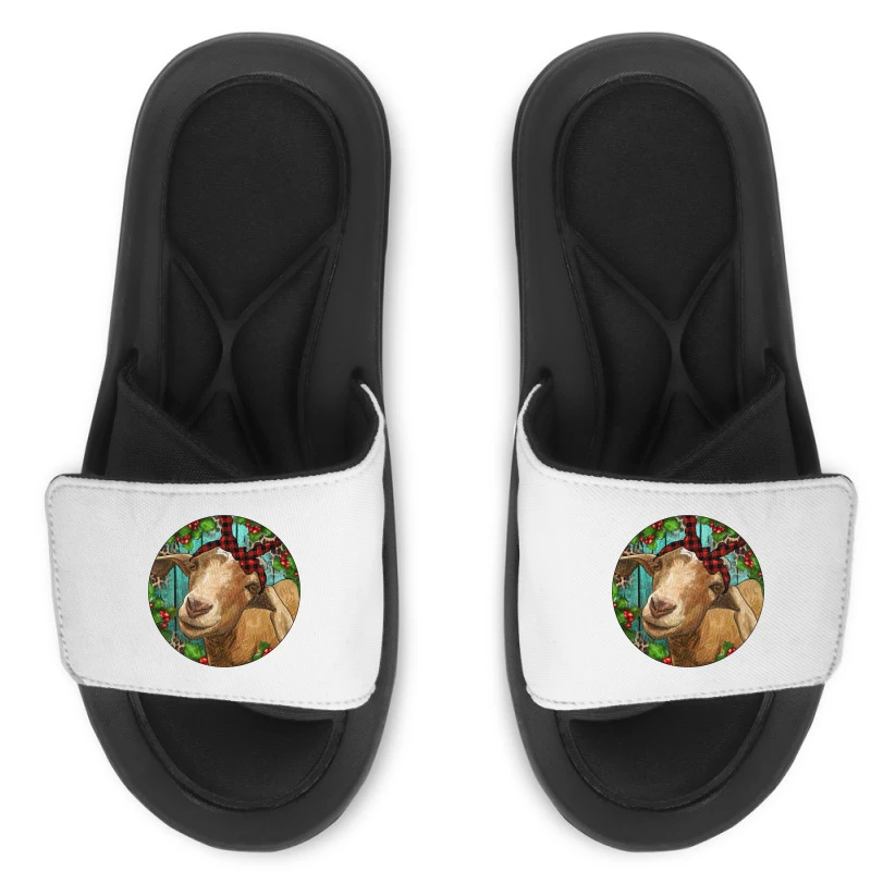 Farm Goat Christmas Slide Sandal 1 Farm Goat Christmas Slide Sandal