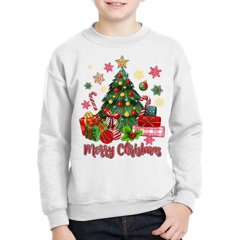 Merry Christmas Tree With Gift Box Youth Sweatshirt 1 Merry Christmas Tree With Gift Box Youth Sweatshirt
