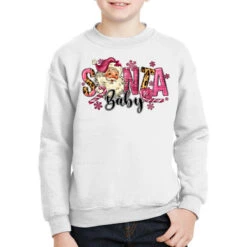 Santa Baby Pink Christmas Youth Sweatshirt
