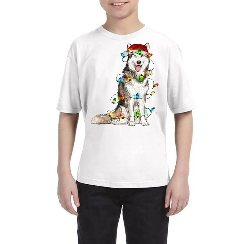 Husky Christmas Lights Youth Tee 1 Husky Christmas Lights Youth Tee