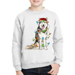 Husky Christmas Lights Youth Sweatshirt
