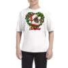 Merry Christmas African American Santa With Wreath Youth Tee