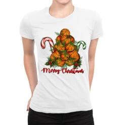 Merry Christmas Basketball Ladies Fitted T-Shirt