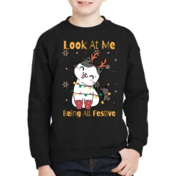 Look At Me Being All Festive Funny Cat Christmas Youth Sweatshirt