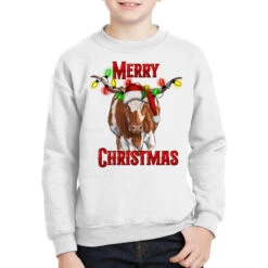 Merry Christmas Longhorn Cow Youth Sweatshirt