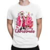 Pink Merry Christmas Black Santa T-Shirt