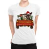 Merry Christmas Truck Farm Animals Ladies Fitted T-Shirt
