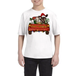 Merry Christmas Truck Farm Animals Youth Tee