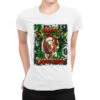 Western Merry Christmas Longhorn Cow Ladies Fitted T-Shirt