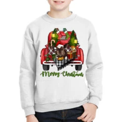 Merry Christmas Farm Truck With Baby Cow Youth Sweatshirt