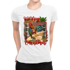 Merry Cluckin' Christmas Ladies Fitted T-Shirt