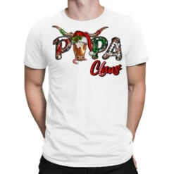 Papa Claus With Long Horn Western Christmas T-Shirt