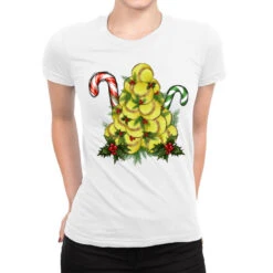 Lightning Softball Christmas Tree Ladies Fitted T-Shirt