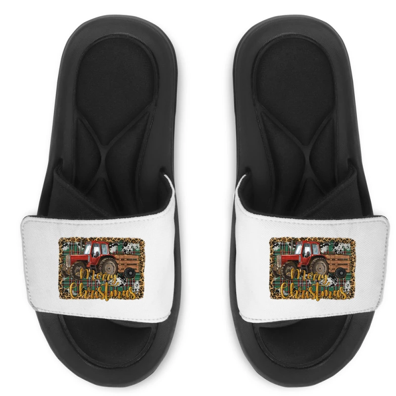 Merry Christmas Farm Tractor Slide Sandal 1 Merry Christmas Farm Tractor Slide Sandal