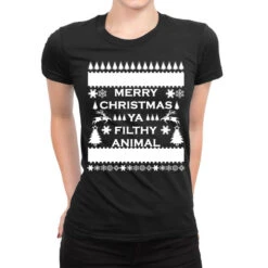Merry Christmas Ya Filthy Animal Ladies Fitted T-Shirt