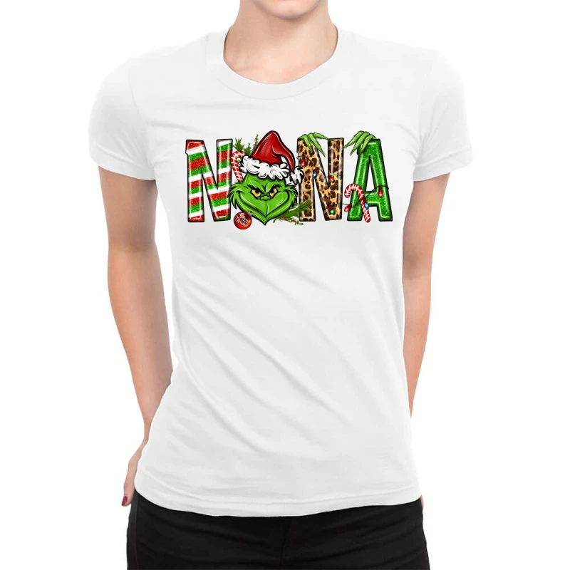 Nana Grinch Christmas Ladies Fitted T-Shirt 1 Nana Grinch Christmas Ladies Fitted T-Shirt