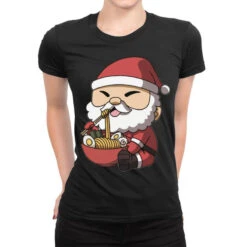 Kawaii Anime Christmas Santa Claus Japanese Ladies Fitted T-Shirt