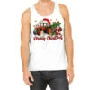 Christmas Orange Tractor With Santa And Snowman Tank Top
