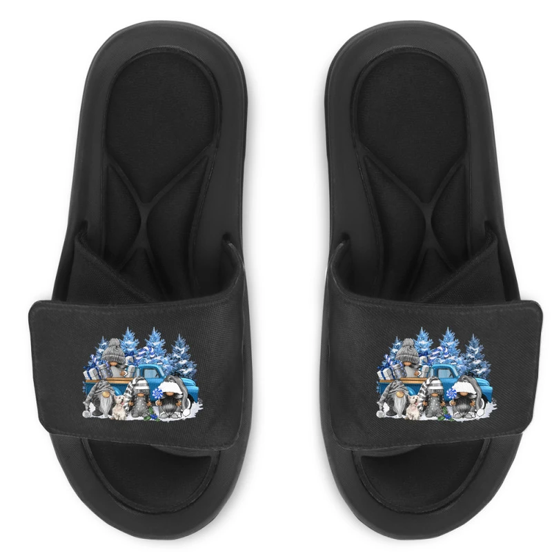 Merry Christmas Gnomies Slide Sandal 1 Merry Christmas Gnomies Slide Sandal
