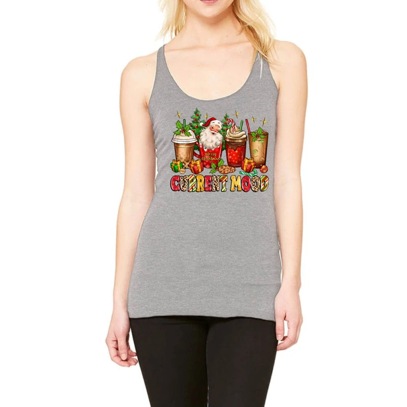 Christmas Santa Coffee Cups Current Mood Racerback Tank 1 Christmas Santa Coffee Cups Current Mood Racerback Tank
