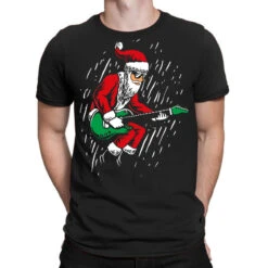 Santa Playing Guitar Christmas Pajama Musician T-Shirt