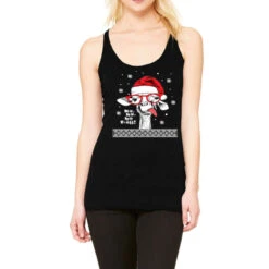 Ugly Christmas Llama Santa Xmas Llama Alpaca G Racerback Tank