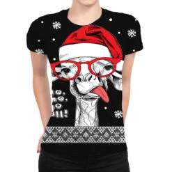 Ugly Christmas Llama Santa Xmas Llama Alpaca G All Over Women's T-shirt