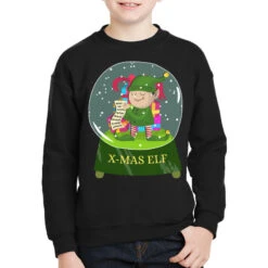 Snow Globe Believe Elf Xmas Funny Christmas Elf Gi Youth Sweatshirt