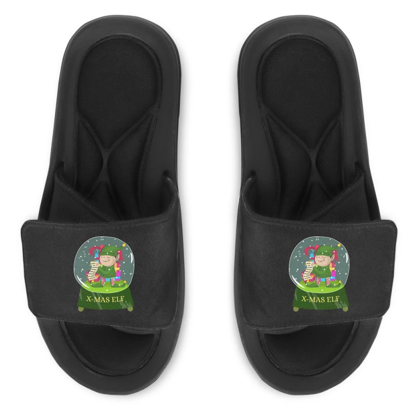Snow Globe Believe Elf Xmas Funny Christmas Elf Gi Slide Sandal 1 Snow Globe Believe Elf Xmas Funny Christmas Elf Gi Slide Sandal