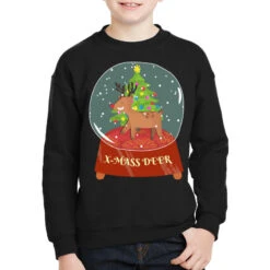 Snow Globe Reindeer Christmas Tree Believe Rudolph Youth Sweatshirt