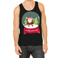 Snow Globe Santa Claus Christmas Tree Believe Xmas Tank Top