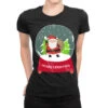 Snow Globe Santa Claus Christmas Tree Believe Xmas Ladies Fitted T-Shirt
