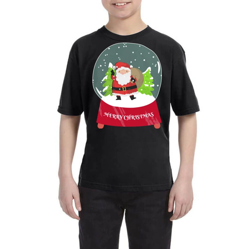 Snow Globe Santa Claus Christmas Tree Believe Xmas Youth Tee 1 Snow Globe Santa Claus Christmas Tree Believe Xmas Youth Tee