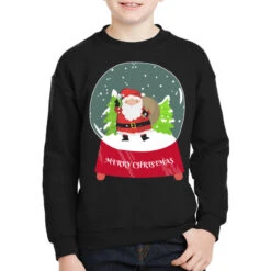 Snow Globe Santa Claus Christmas Tree Believe Xmas Youth Sweatshirt