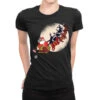 Santa Riding Reindeers Funny Christmas Xmas Matchi Ladies Fitted T-Shirt