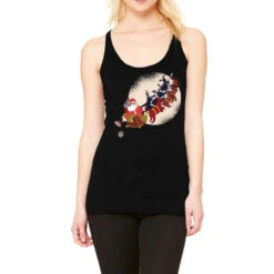 Santa Riding Reindeers Funny Christmas Xmas Matchi Racerback Tank