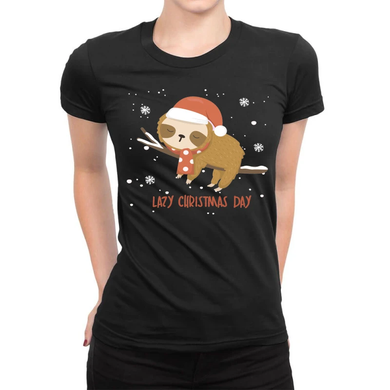 Santa Sloth Christmas Merry Slothmas Snowflake Ladies Fitted T-Shirt 1 Santa Sloth Christmas Merry Slothmas Snowflake Ladies Fitted T-Shirt