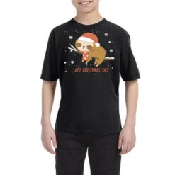 Santa Sloth Christmas Merry Slothmas Snowflake Youth Tee