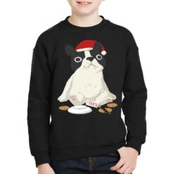 Santa English Bulldog Cookie Christmas Dog Lov Youth Sweatshirt