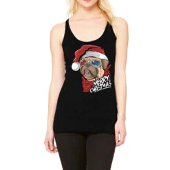 Santa Pug Christmas Merry Pugmas Dog Lover Xma Racerback Tank