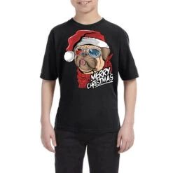 Santa Pug Christmas Merry Pugmas Dog Lover Xma Youth Tee
